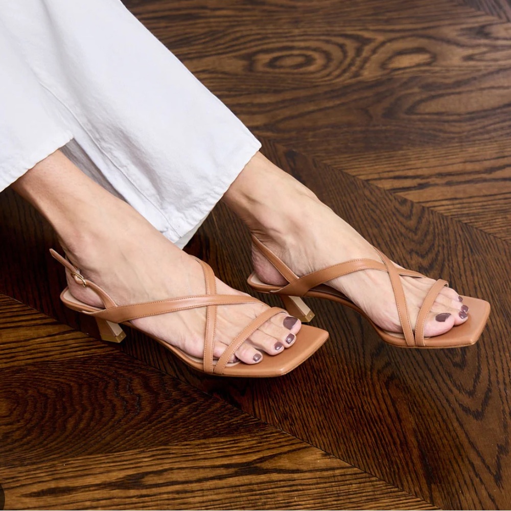 🌹STUART WEITZMAN🌹 Oasis 50 Leather Slingback Sandals In Brown Size: 9B